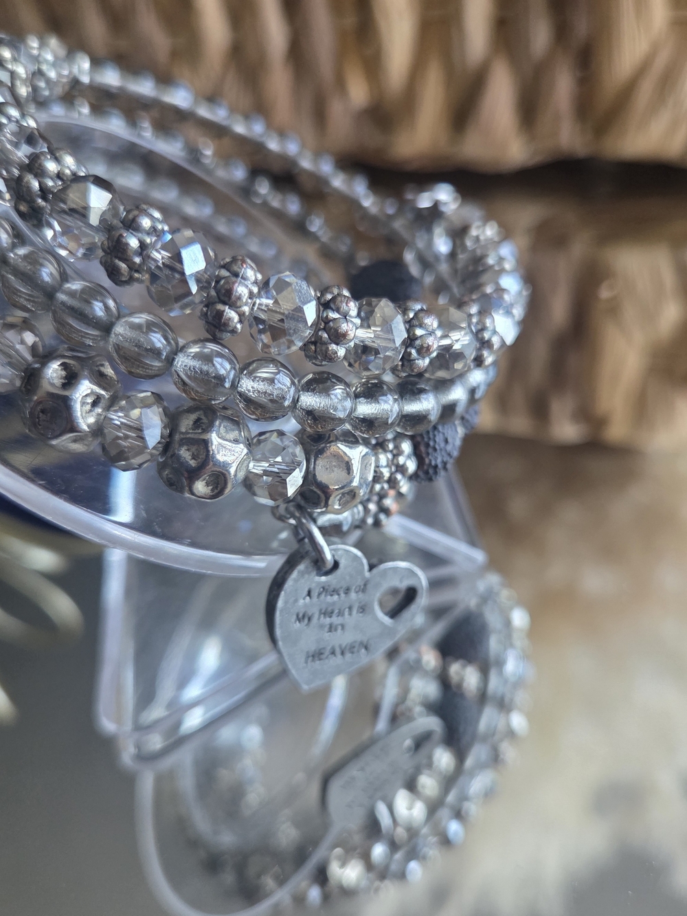 A Piece of My Heart Is in Heaven | Handmade Memorial Stretch Bracelet Stack - Picture 5 of 9